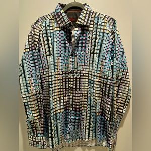 Steelo Mens Long Sleeve Button Up Shirt Size L - “Envy at Las Olas”